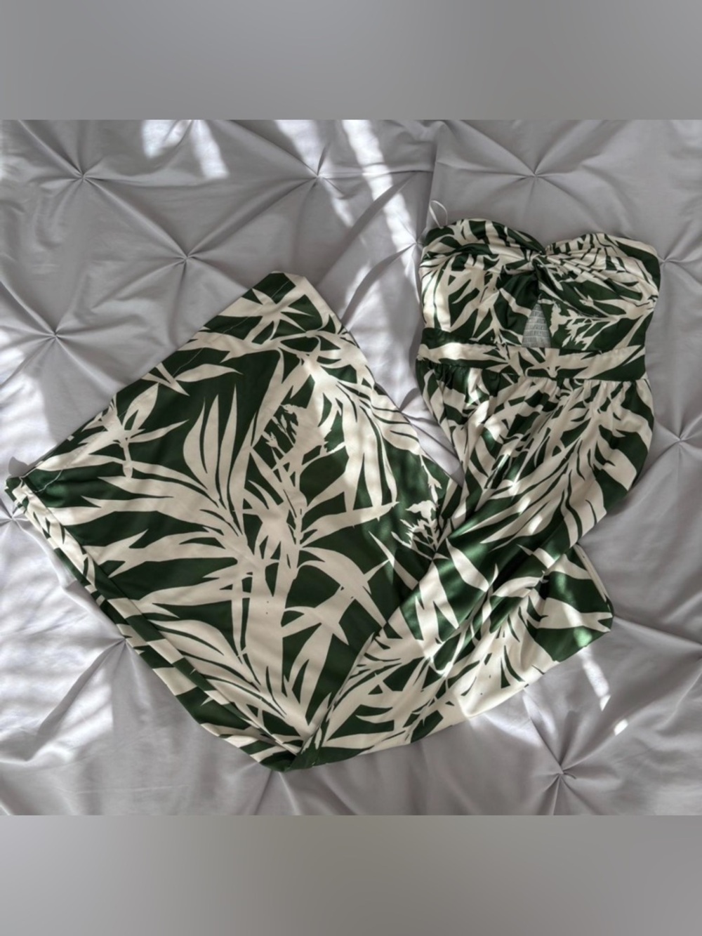 Palm leaf Print Strapless Jumpsuit